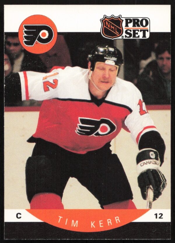 1990-91 Pro Set Tim Kerr #218, Philadelphia Flyers action card.