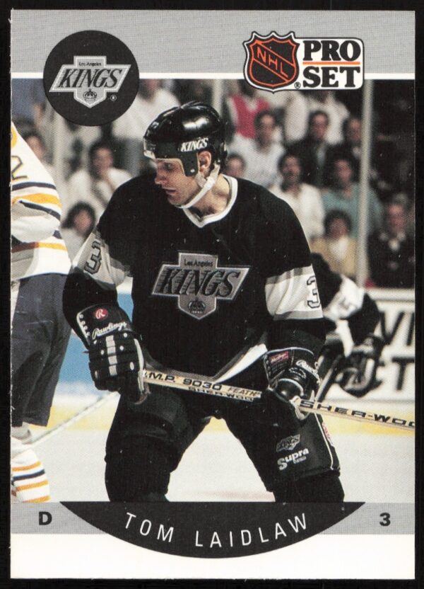 Tom Laidlaw 1990-91 Pro Set NHL Card #123, dynamic defenseman in action.