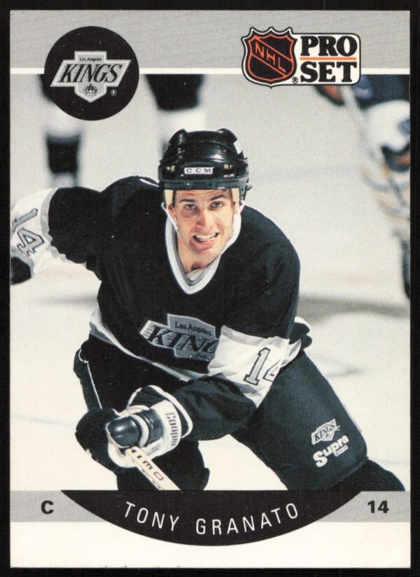 Front of 1990-91 Pro Set NHL card featuring Tony Granato, Los Angeles Kings, #117.