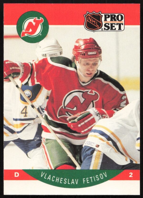 Error card: 1990-91 Pro Set NHL Viacheslav Fetisov #167, first name misspelled.