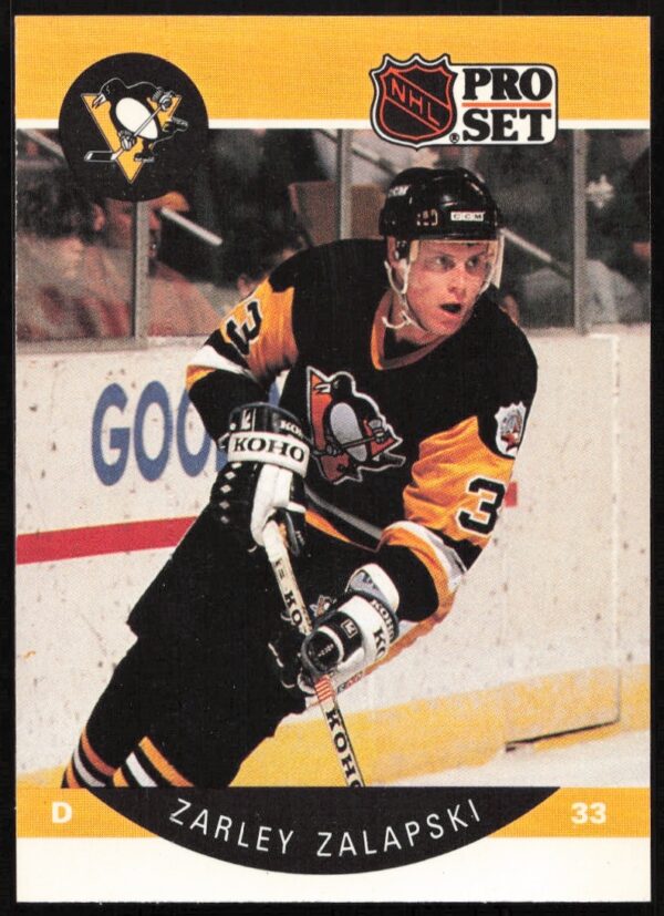 Zarley Zalapski 1990-91 NHL Pro Set Card #242 Front Image.