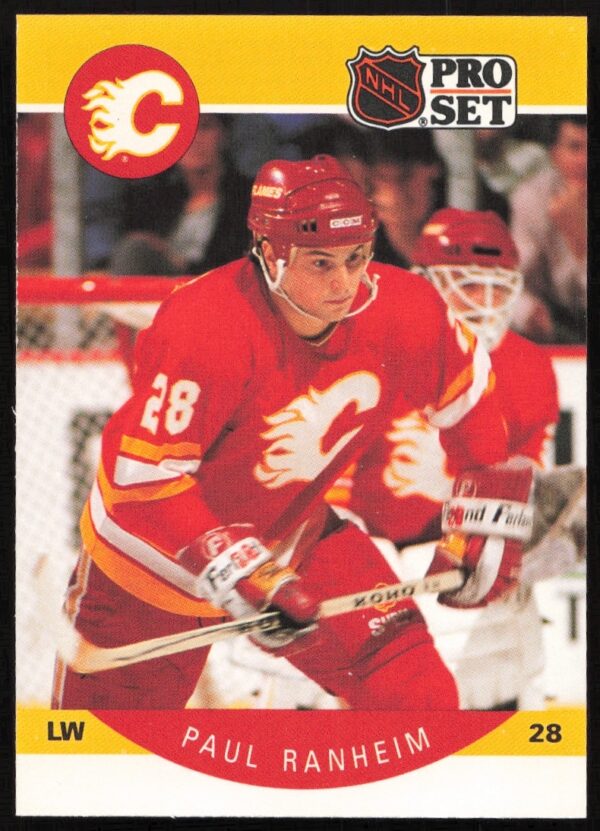 Paul Ranheim 1990-91 Pro Set Hockey Card #44, Calgary Flames action shot.