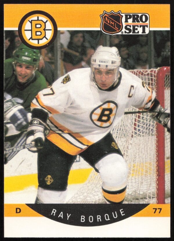 Ray Bourque Hockey Card Error: Last Name Misspelled, Boston Bruins, 1990-91 Pro Set.