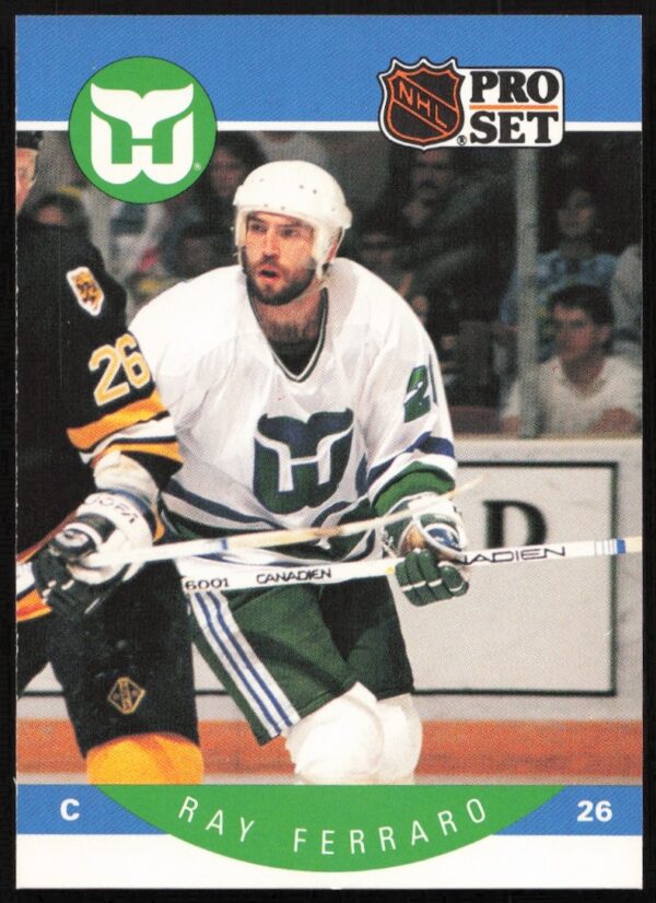 Ray Ferraro 1990-91 Pro Set Hockey Card #104 showcasing on-ice action.