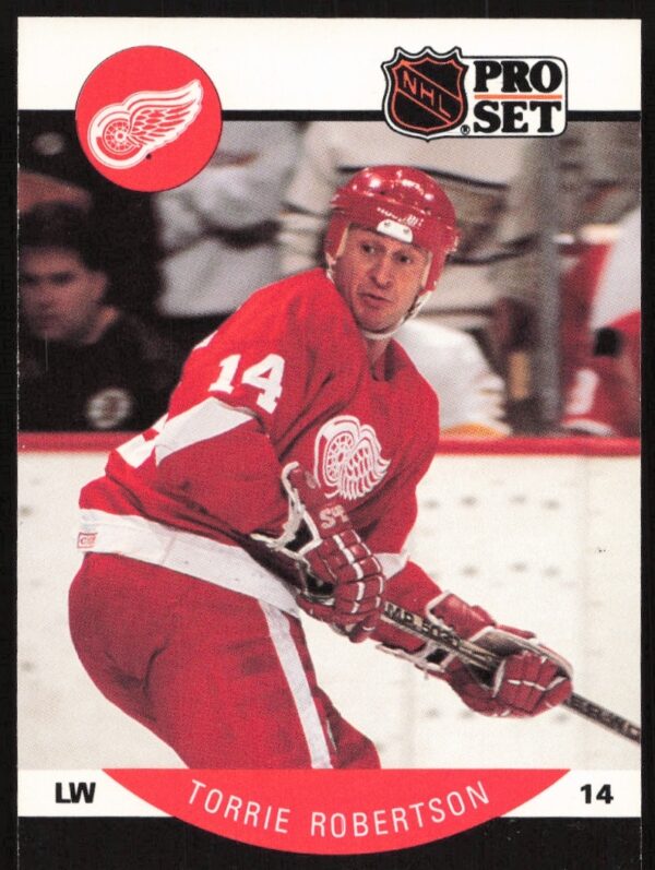 Torrie Robertson 1990-91 Pro Set Hockey Card #77 Front Action Photo
