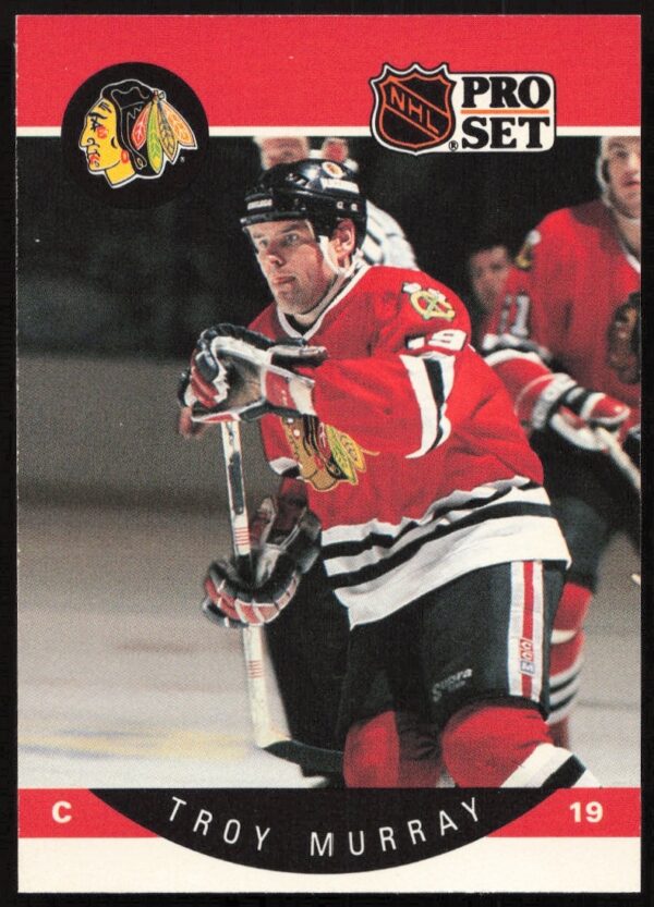 Front of 1990-91 Pro Set Troy Murray hockey card, number 57.