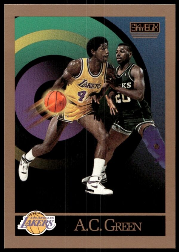 A.C. Green 1990-91 SkyBox Lakers Basketball Card #137 (Front).