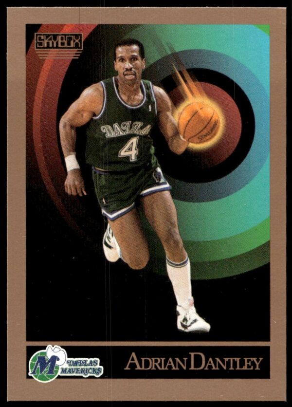 Front view of Adrian Dantley 1990-91 SkyBox basketball card, number 61.