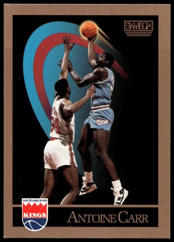 1990-91 SkyBox Antoine Carr error card, incorrect jersey number, collectible vintage basketball card.