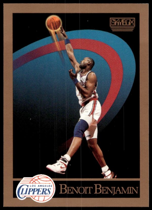 Front view of 1990-91 SkyBox card featuring NBA player Benoit Benjamin, card #124.