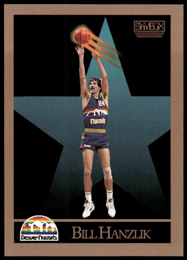 1990-91 SkyBox Bill Hanzlik Basketball Card #75, featuring NBA players dynamic action shot.