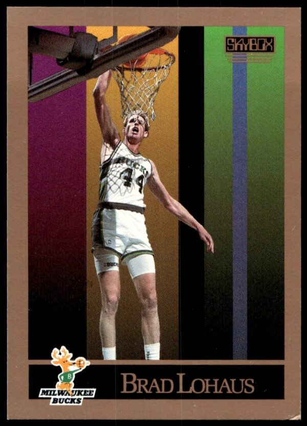 Brad Lohaus 1990-91 SkyBox Card #161, depicting dynamic basketball action.