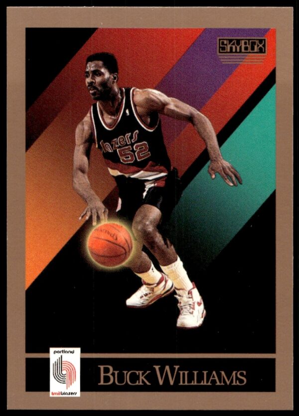 Buck Williams 1990-91 SkyBox trading card #240, Portland Trail Blazers, front view.