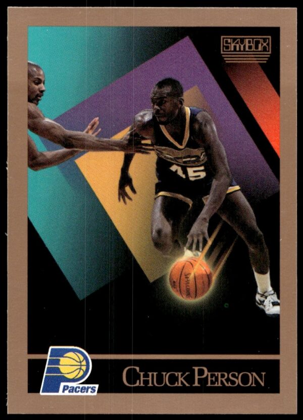 1990-91 SkyBox Chuck Person basketball card #119 showcasing action in Indiana Pacers uniform.