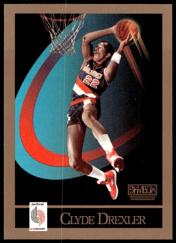 Clyde Drexler 1990-91 SkyBox basketball card, Portland Trail Blazers #233, front view.