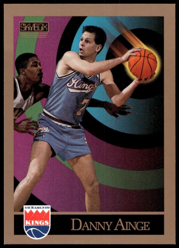 Danny Ainge 1990-91 SkyBox card #242, Celtics action pose, vibrant 90s design.