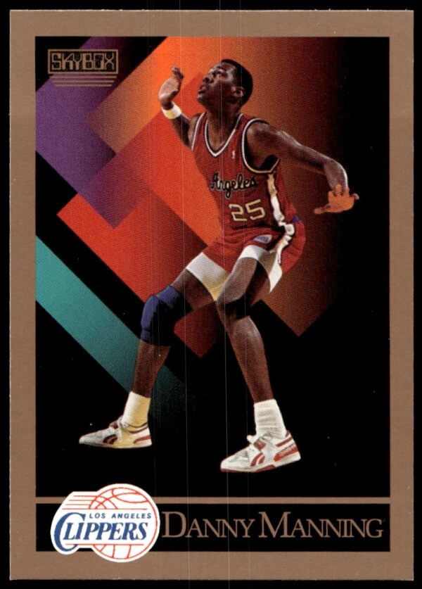 Danny Manning 1990-91 SkyBox card, #129, Los Angeles Clippers uniform, action shot.