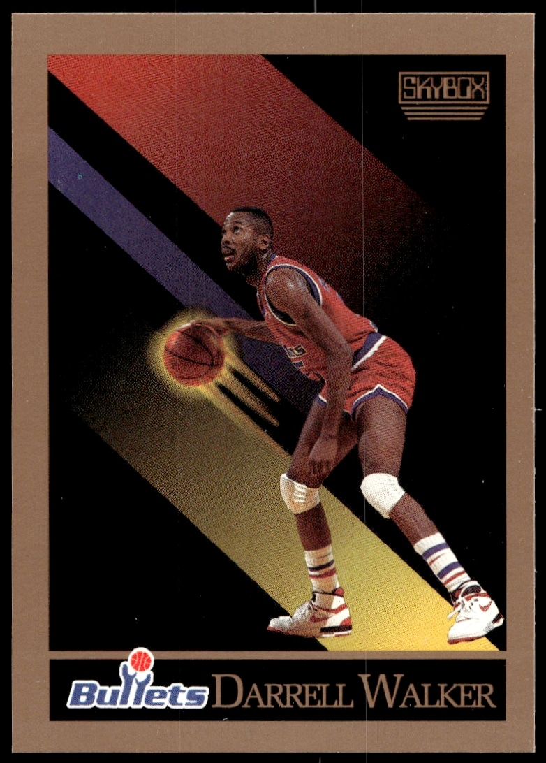 Darrell Walker 1990-91 SkyBox card, mid-action on court, #293 (front).
