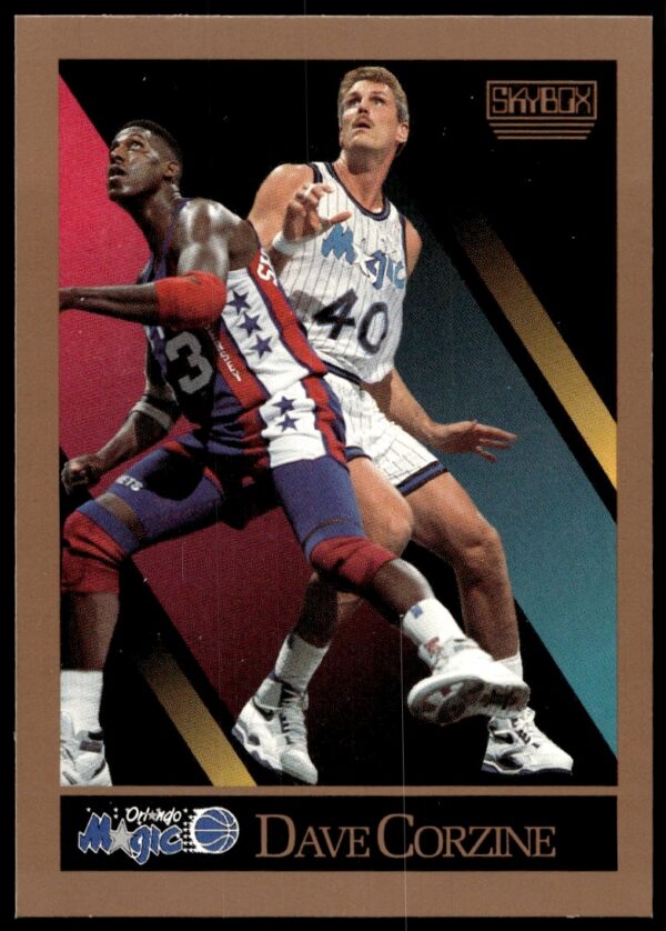 Dave Corzine 1990-91 SkyBox Basketball Card #202, Player Profile, Team Jersey.