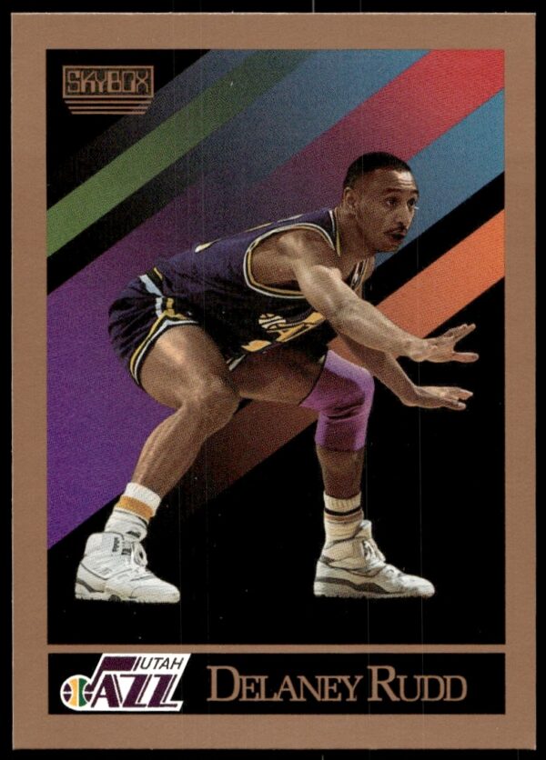 Delaney Rudd 1990-91 SkyBox Basketball Card #283, Utah Jazz Uniform.