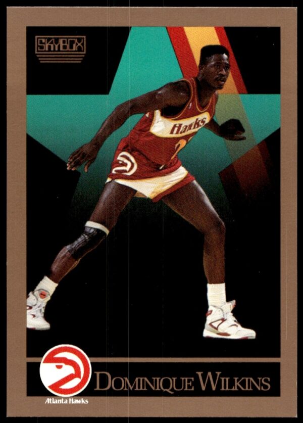 Dominique Wilkins 1990-91 SkyBox card, front view, NBA Hawks legend in action, #11.
