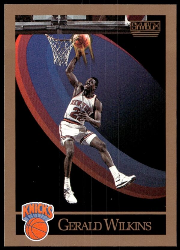 Gerald Wilkins dribbling, 1990-91 SkyBox Basketball Card, Atlanta Hawks, #197.