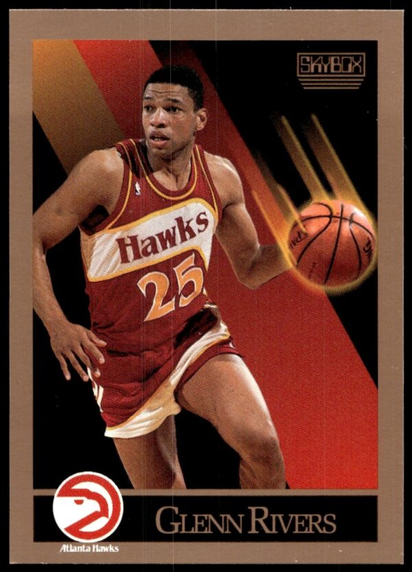 Glenn Rivers in action on 1990-91 SkyBox NBA trading card #7.