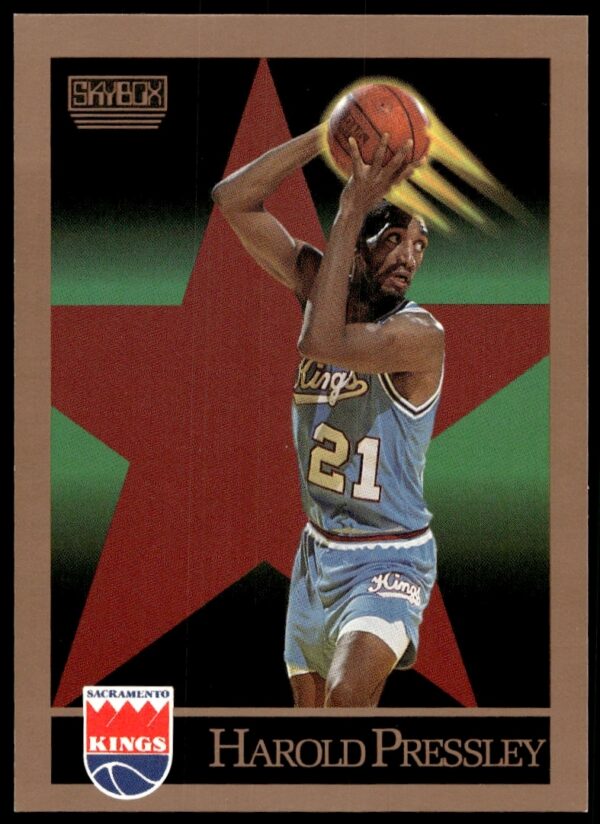Harold Pressley 1990-91 SkyBox Basketball Card #249, vintage design, collectible memorabilia.