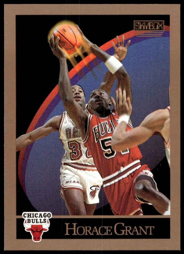 Horace Grant 1990-91 SkyBox Basketball Card #39, Chicago Bulls, Mid-Action Photo.