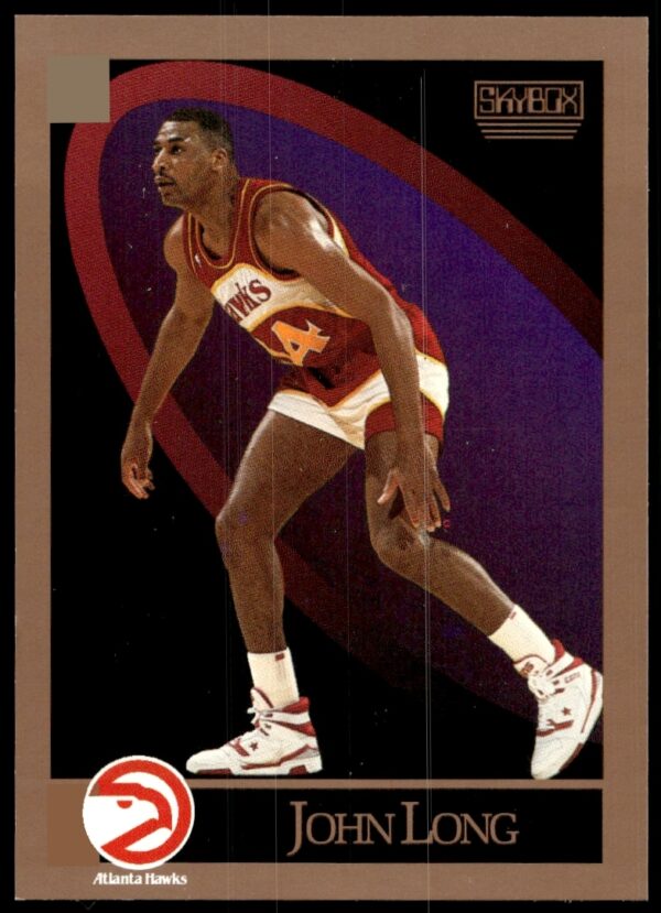 John Long SkyBox Basketball Card #5, 1990-91, action shot on court.