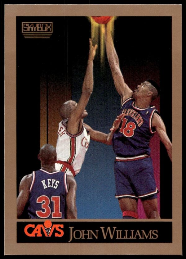 Rare 1990-91 SkyBox John Williams basketball card number 58, featuring dynamic action pose.
