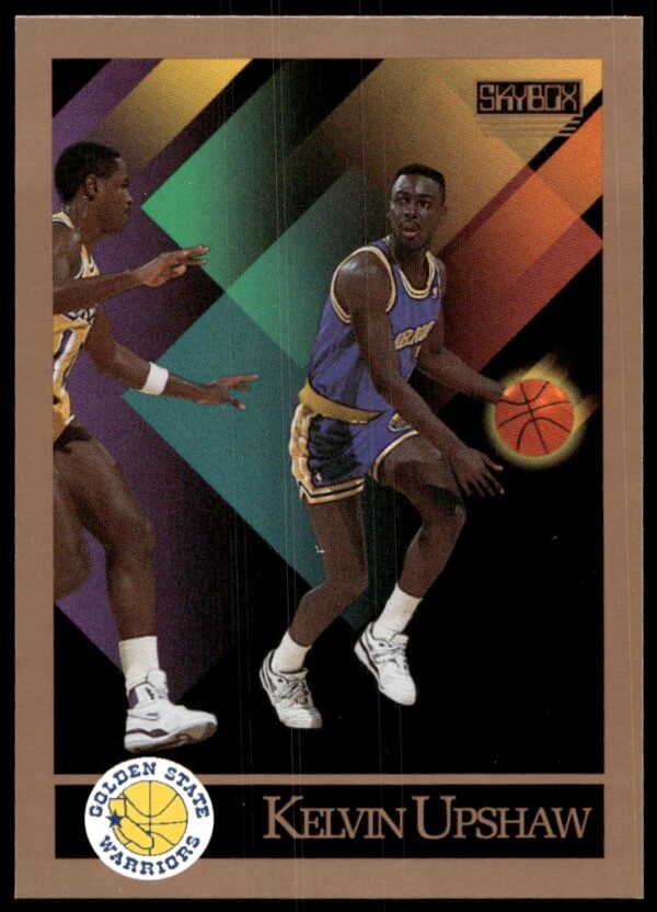 Kelvin Upshaw in action, 1990-91 SkyBox basketball card #104, front view.