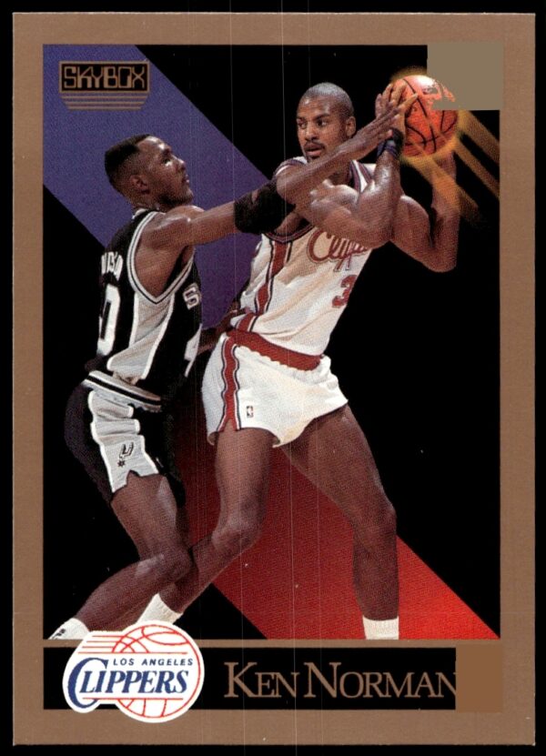 Ken Norman 1990-91 SkyBox Card #131, Los Angeles Clippers, action shot.
