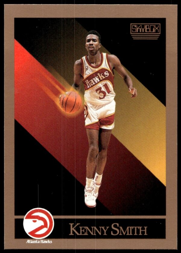 Kenny Smith 1990-91 SkyBox Basketball Card #8 showcasing NBA action.