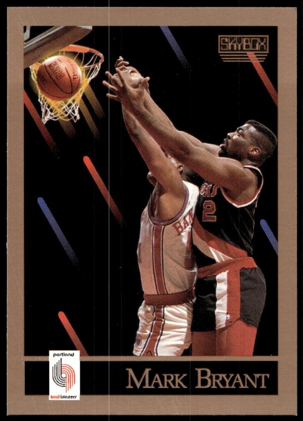 Mark Bryant in action, 1990-91 SkyBox Basketball Card, Portland Trail Blazers, #231.
