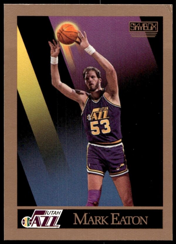 Mark Eaton 1990-91 SkyBox basketball card #276, Utah Jazz, in-game action.