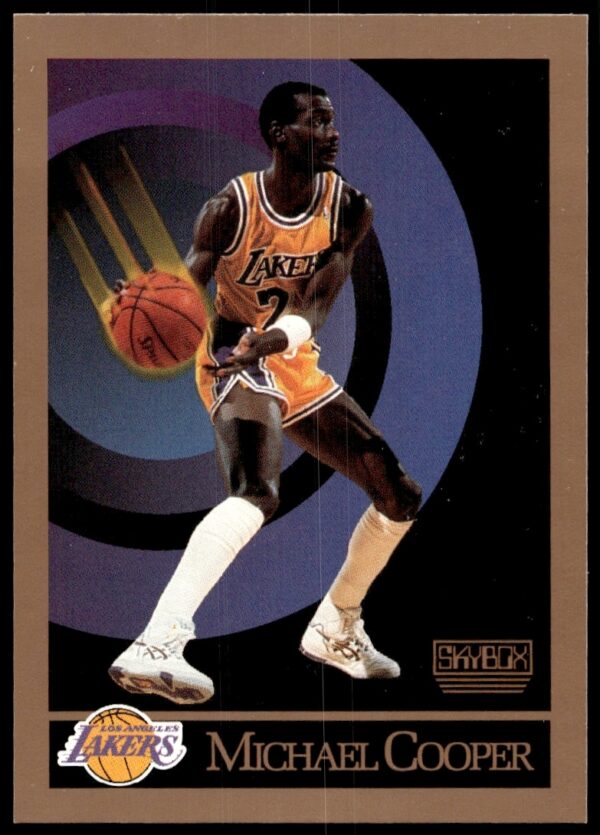 Michael Cooper 1990-91 SkyBox basketball card front, #134, action shot.