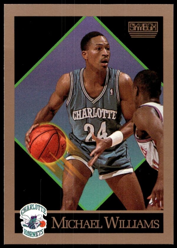 Micheal Williams 1990-91 SkyBox Card #36, NBA action pose showcasing talent and team spirit.