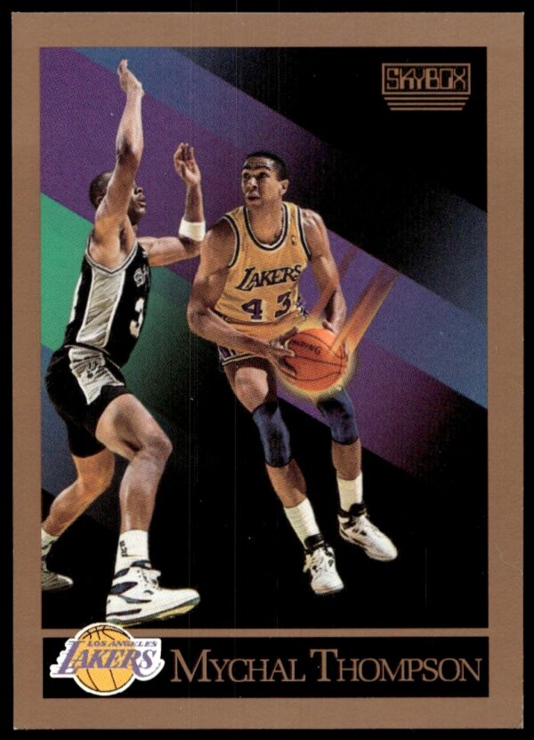 1990-91 SkyBox Mychal Thompson Lakers Basketball Card #141 Front