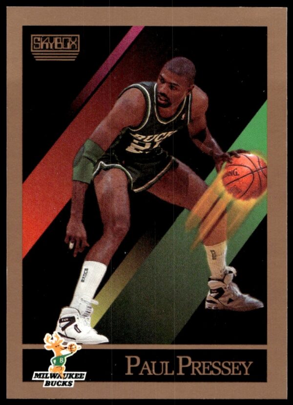 1990-91 SkyBox Paul Pressey card #163 featuring him in Milwaukee Bucks uniform.