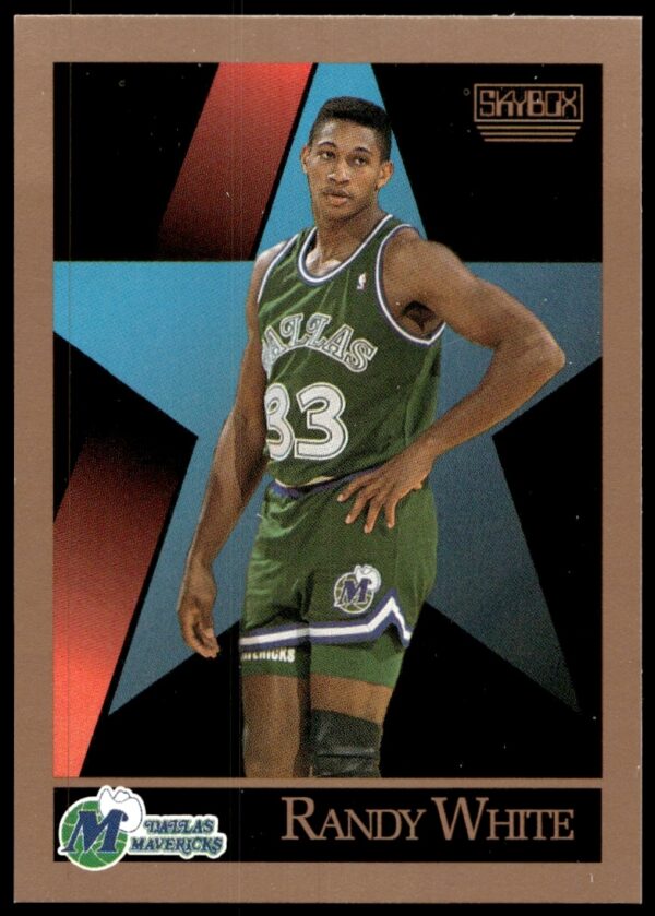 Vintage 1990-91 SkyBox Randy White Basketball Card, #69, featuring team photo and card details.