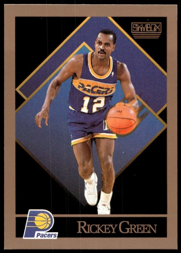 Rickey Green 1990-91 SkyBox Basketball Card #115 Front, showcasing NBA action and vintage design.