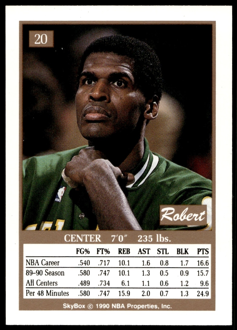 Robert Parish 1990-91 SkyBox Card #20 Back View: Stats and Profile.