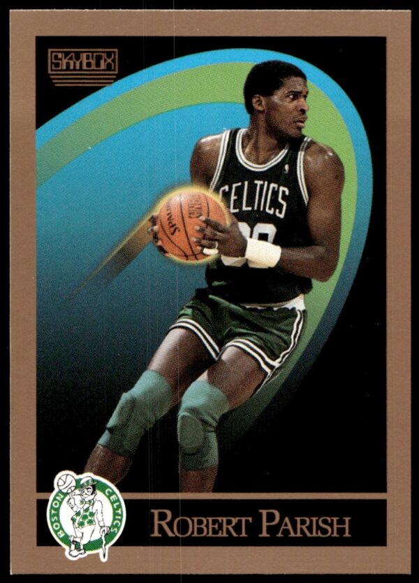Robert Parish 1990-91 SkyBox basketball card #20 in Boston Celtics uniform.