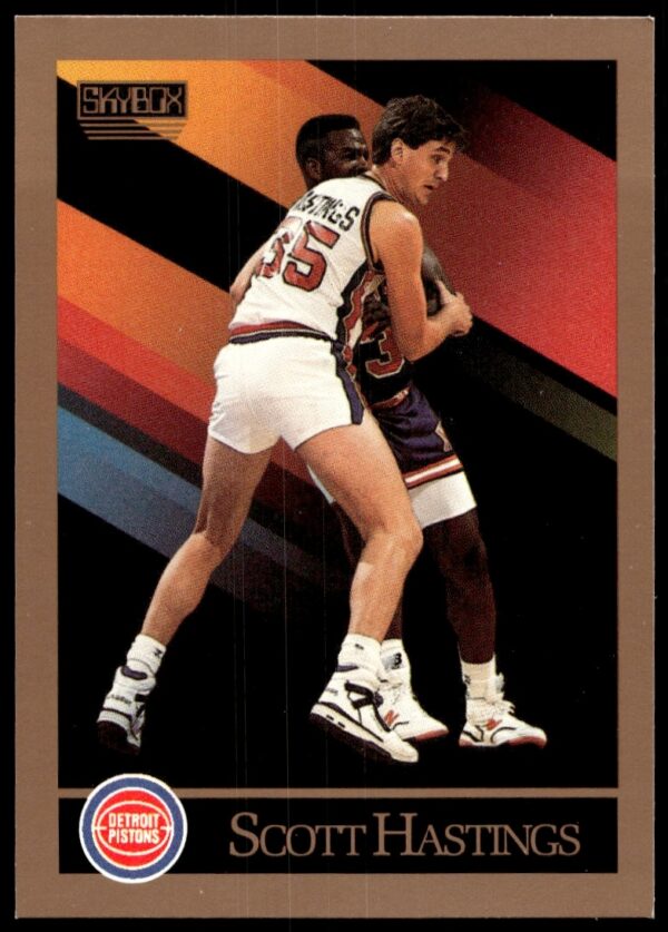 Scott Hastings 1990-91 SkyBox card #87 in NBA uniform, mid-action profile.