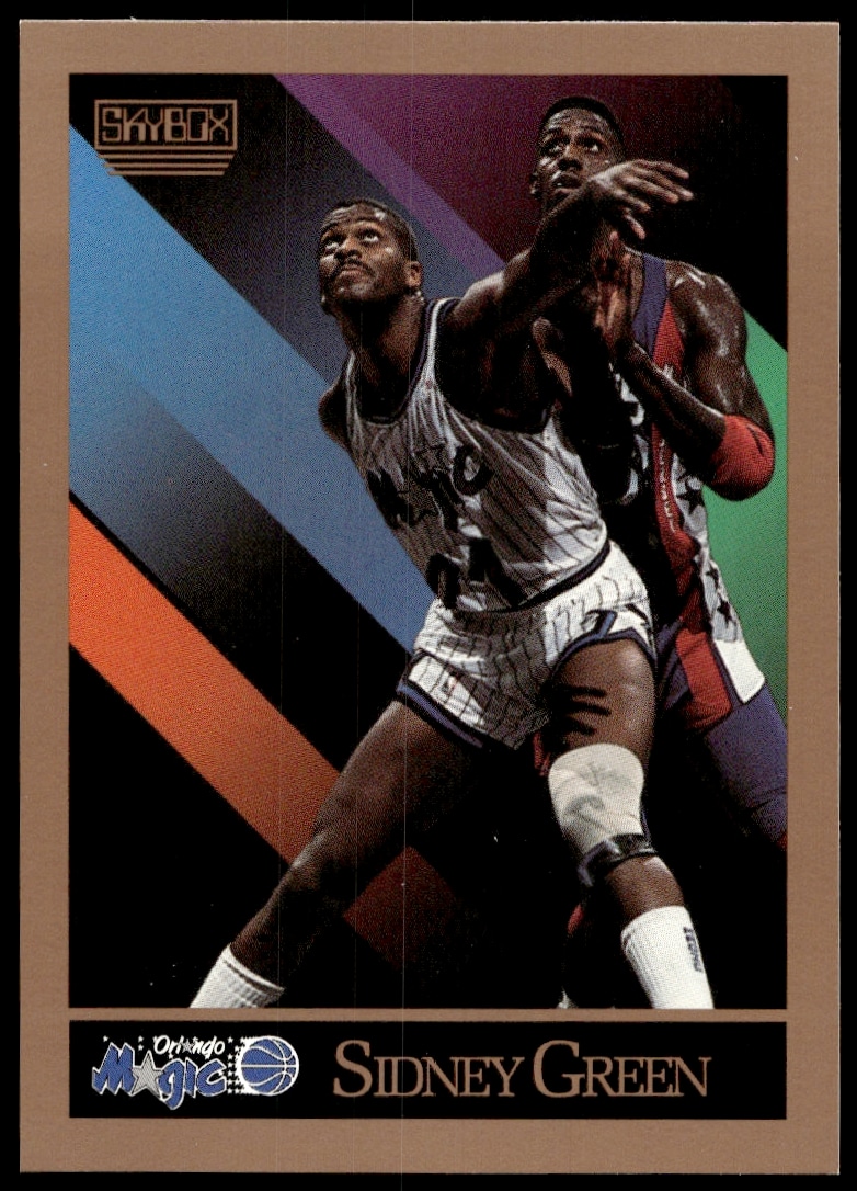 1990-91 SkyBox Basketball Card of Sidney Green in Orlando Magic uniform, card #203.