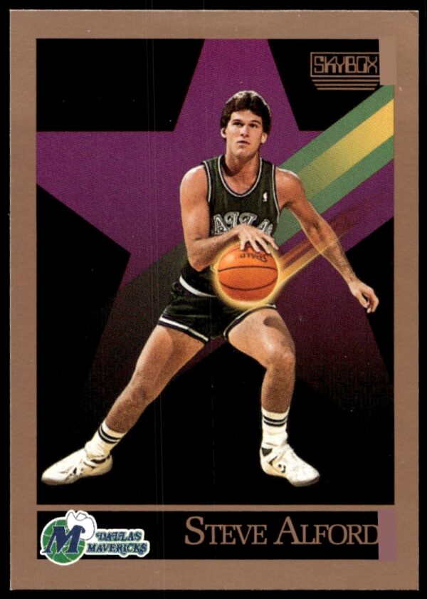 Front of 1990-91 SkyBox Steve Alford basketball card, number 59, vintage collectible.