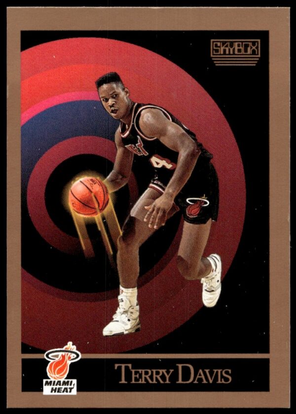 1990-91 SkyBox Terry Davis basketball card showcasing player action, card #144.