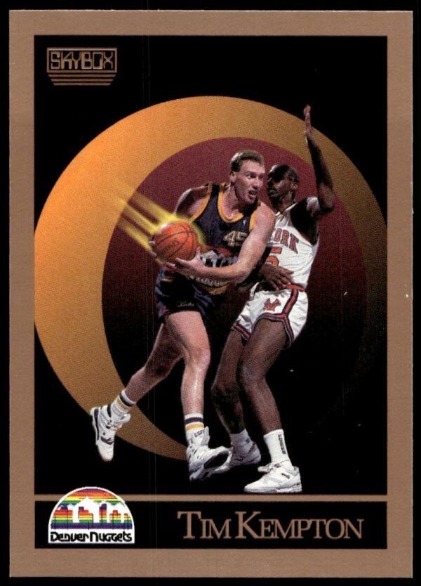 Tim Kempton 1990-91 SkyBox Basketball Card #76, vibrant design, classic 90s style.