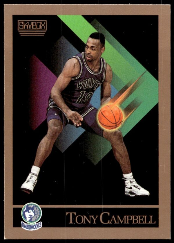 Tony Campbell 1990-91 SkyBox Basketball Card #168, Minnesota Timberwolves Uniform.